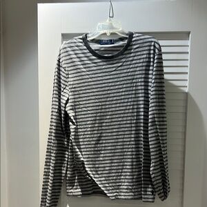 Polo Ralph Lauren Black and Gray Striped Long Sleeve Tee